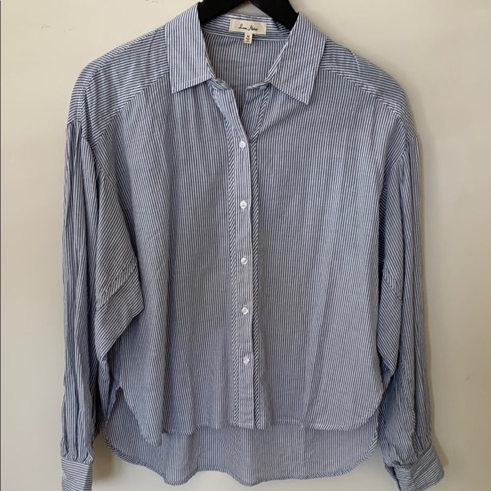 Love Notes Blue and White Striped Button-Down Shirt